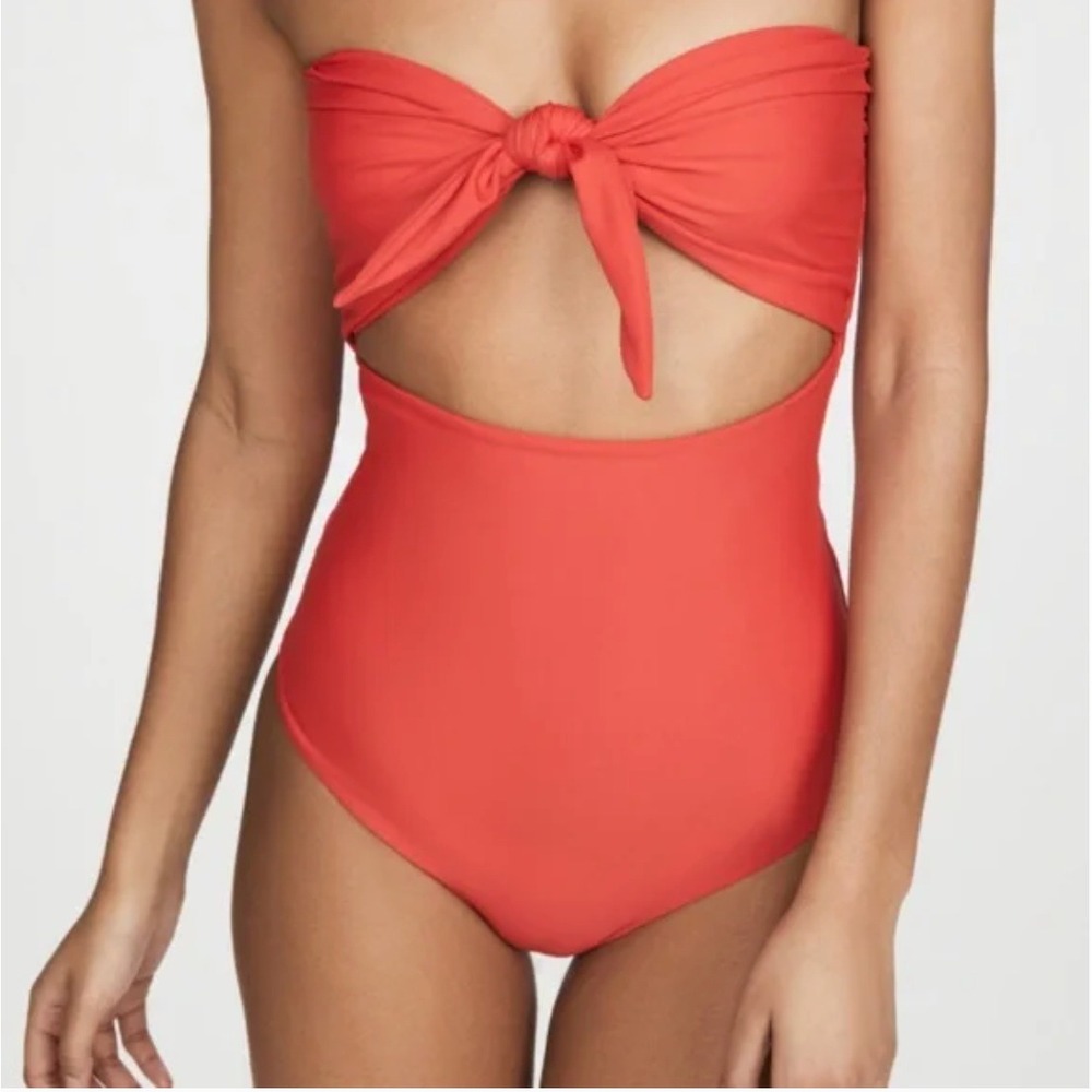 Mikoh Alapaki sz S  Swimsuit Red Knot Bandeau Cutout High‎ Waist Retro NWOT
